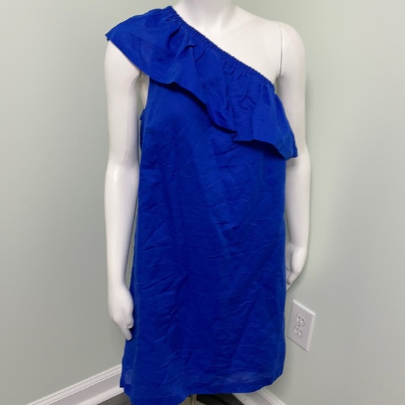 J. Crew One Shoulder Blue Dress NEW - Picture 1 of 5